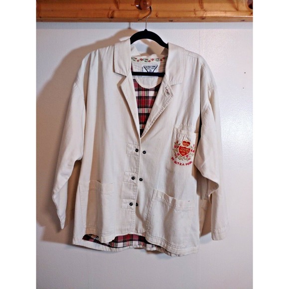 Ultrapink Women's L 3 Cream Blazer Embroidered Cotton Designer Fashion Art - Picture 1 of 14